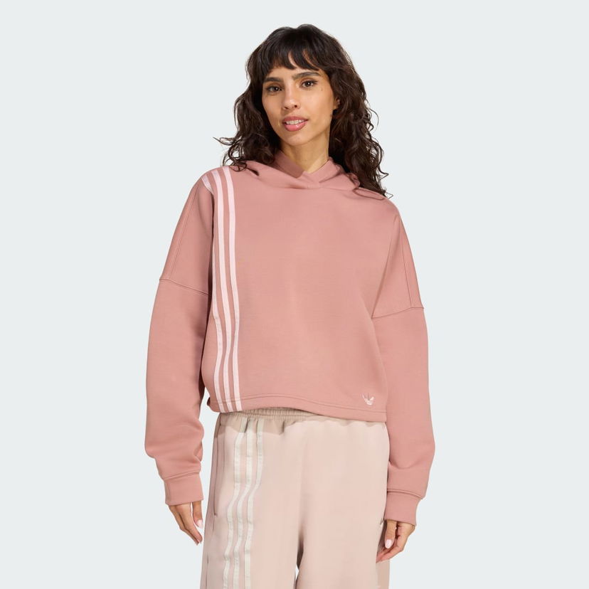 Huppari adidas Performance Off Placed 3-Stripes Cropped Hoodie Vaaleanpunainen | JW3601