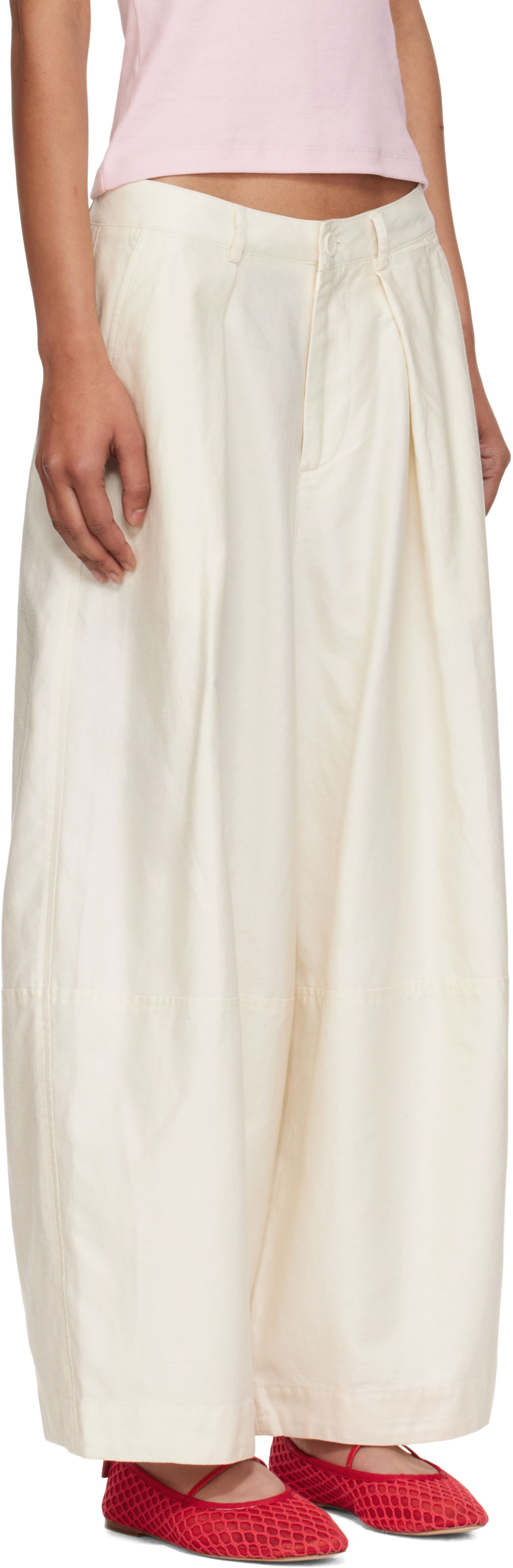 Housut YMC YMC Deadbeat Wide-Leg Trousers Valkoinen | Q4YMF, 1