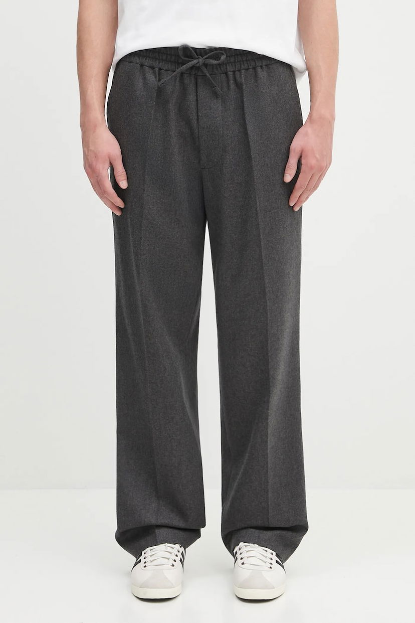 Housut Drôle de Monsieur Drôle de Monsieur Le Pantalon ...lastiquE Flanelle Wool Trousers Harmaa | H.BP191.WV008