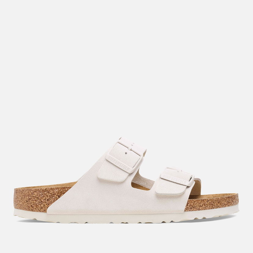 Tennarit ja kengät Birkenstock Men's Arizona Slim Fit Suede Double Strap Sandals - Antique White Beige | 1026817