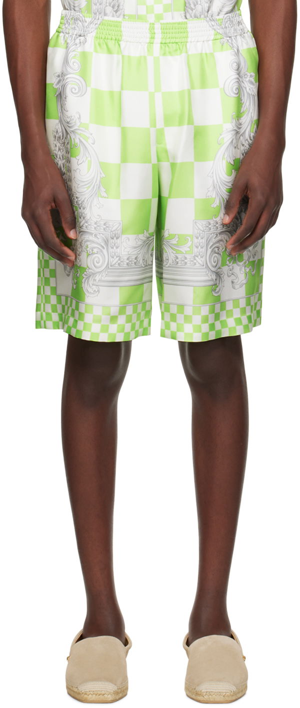Shortsit Versace Green & White Medusa Contrasto Shorts Vihreä | 1002476_1A10864