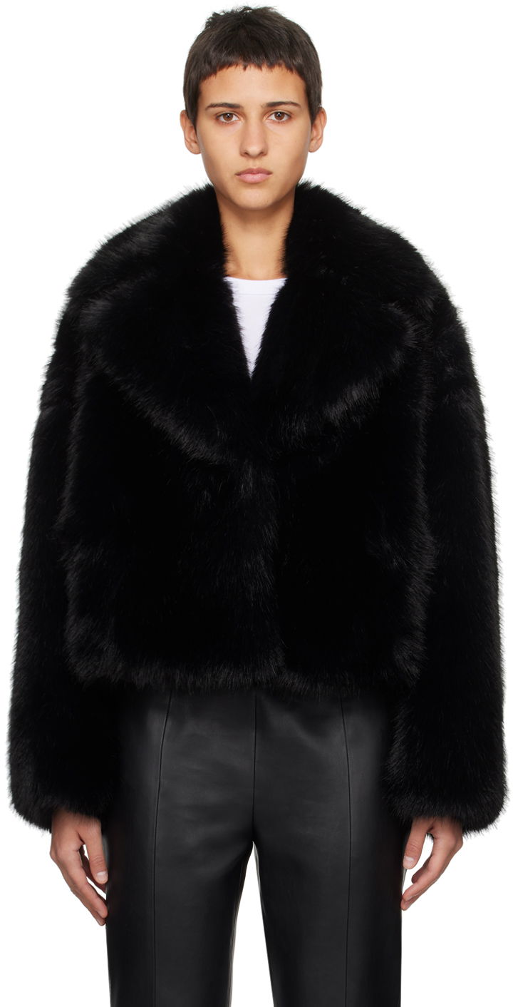 Takki STAND STUDIO Samara Faux-Fur Cropped Jacket Musta | 61701-9055