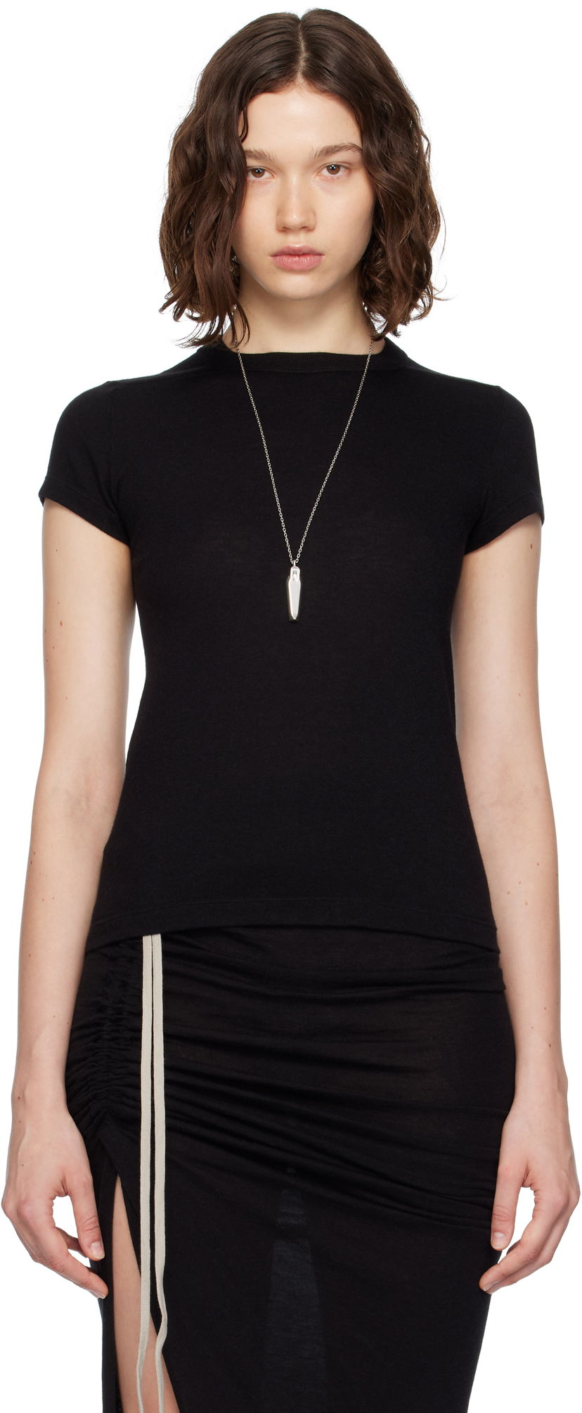 Crop top Rick Owens Rick Owens Concordians Rainino Cropped T-Shirt Musta | RP02E4235 JR