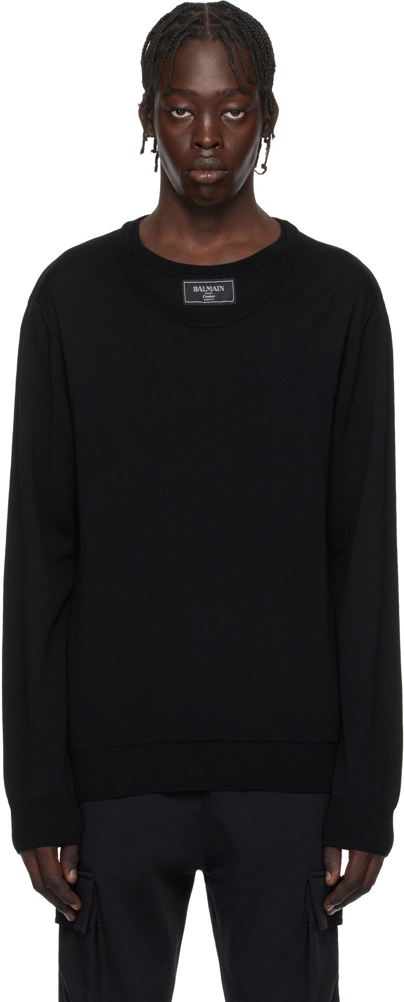 Villapaita Balmain Knitted Double-Collar Sweater Musta | EH1KD145KH92