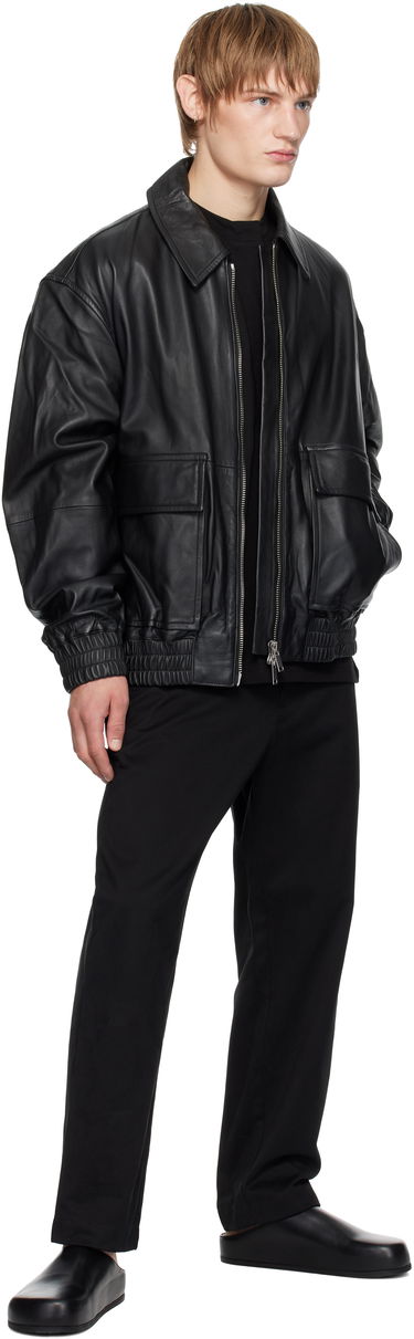 Bomber-takki Studio Nicholson Studio Nicholson Piston Leather Jacket Musta | PISTON SNM - 1115, 3