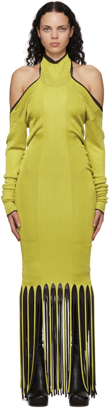 Mekko Bottega Veneta Twist Viscose Fringe Dress Vihreä | 638198 V07S0