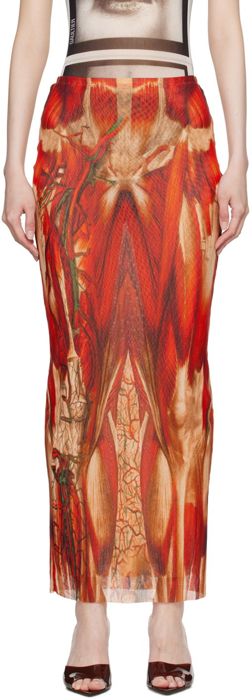 Hame Jean Paul Gaultier Jean Paul Gaultier 'The Écorché' Maxi Skirt Punainen | 24/30-F-JU124-T554-301540