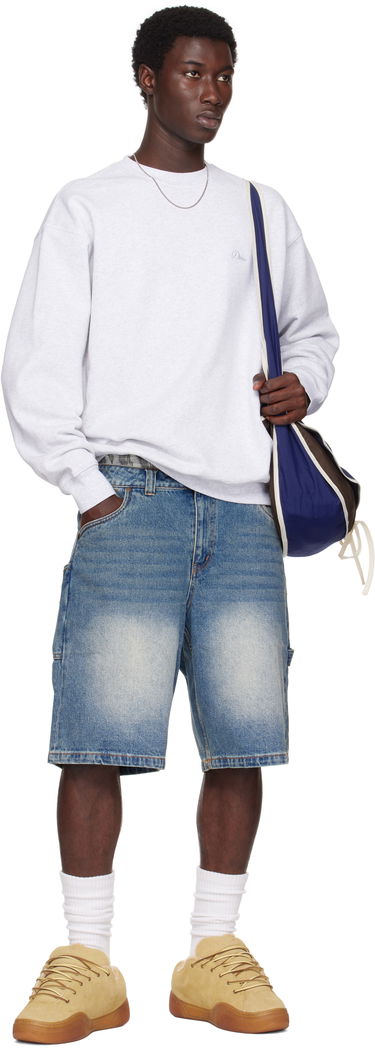 Huppari Dime Dime Cursive Small Logo Crewneck Sweatshirt Harmaa | DIMESU2538ASH, 3