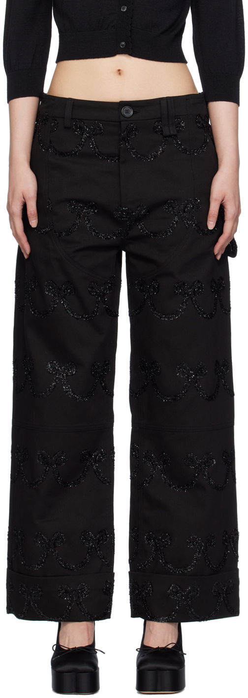 Housut Simone Rocha Simone Rocha Patterned Wide-Leg Trousers Musta | 4101 1062, 0