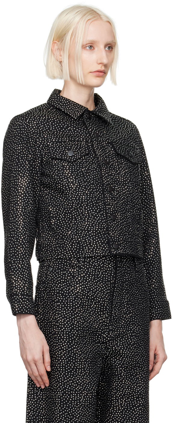 Takki Marc Jacobs Marc Jacobs 'The Glam Studs Shrunken' Denim Jacket Musta | 2F4RJC015D12, 1