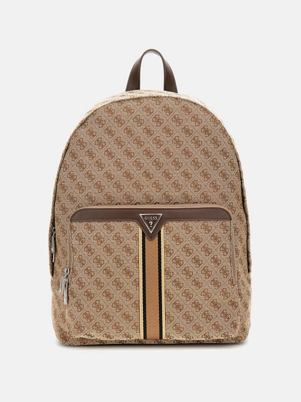 Reppu GUESS Logo Print Backpack with Front Pocket Ruskea | HMMISTP5111