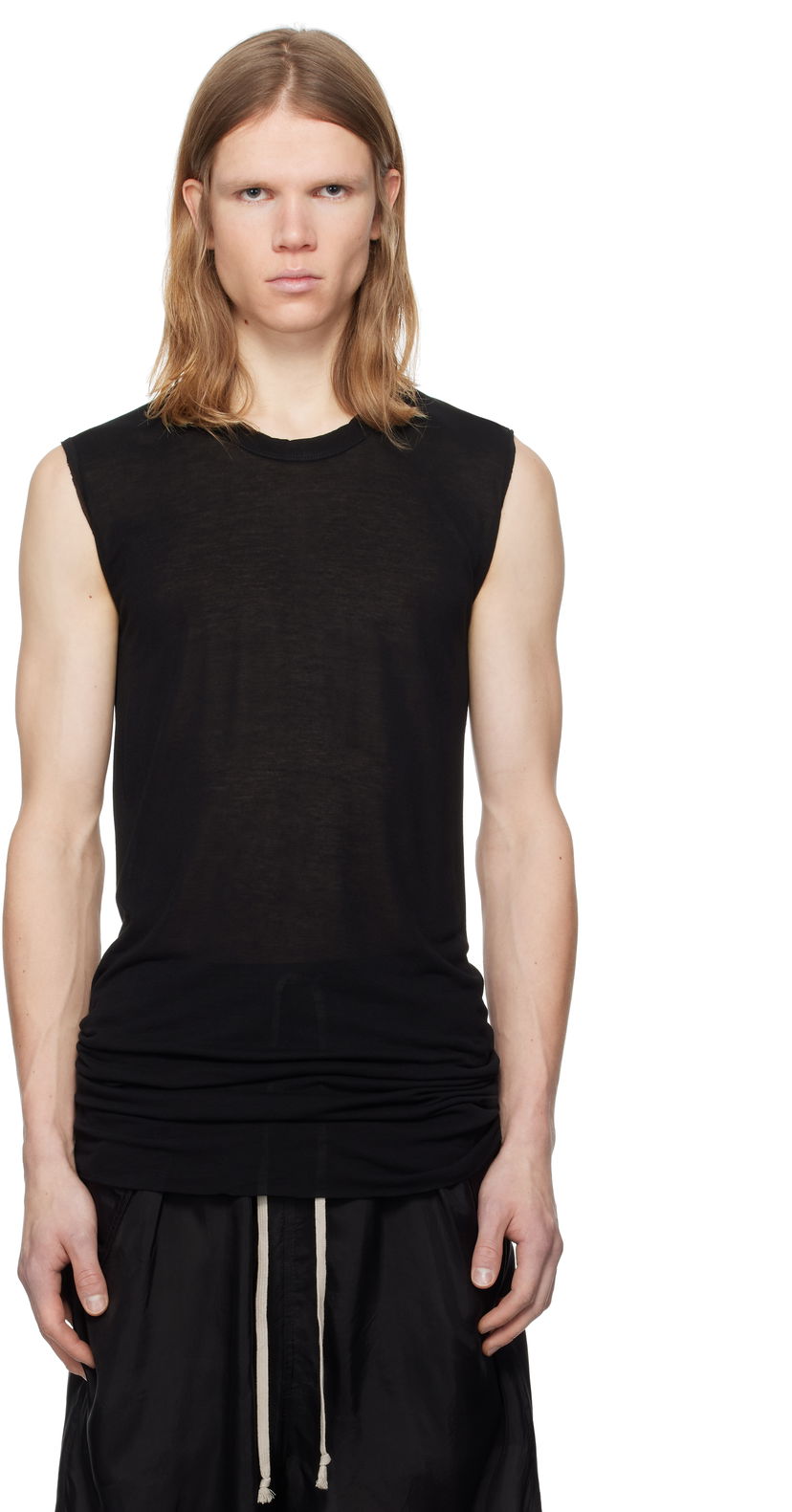Tankkitoppi Rick Owens Rick Owens Hollywood Basic SL Tank Top Musta | RU01E5151 JS