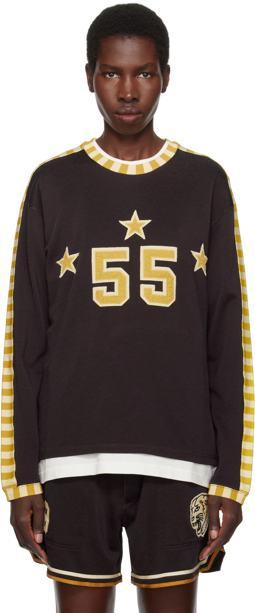 Villapaita Bode Bode Medalist Appliqué Long Sleeve T-Shirt Musta | MRS25CS035