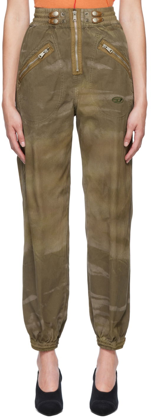 Cargo housut Diesel P-Aucuba-Treat Khaki Cargo Trousers Vihreä | A06766 0JKKF