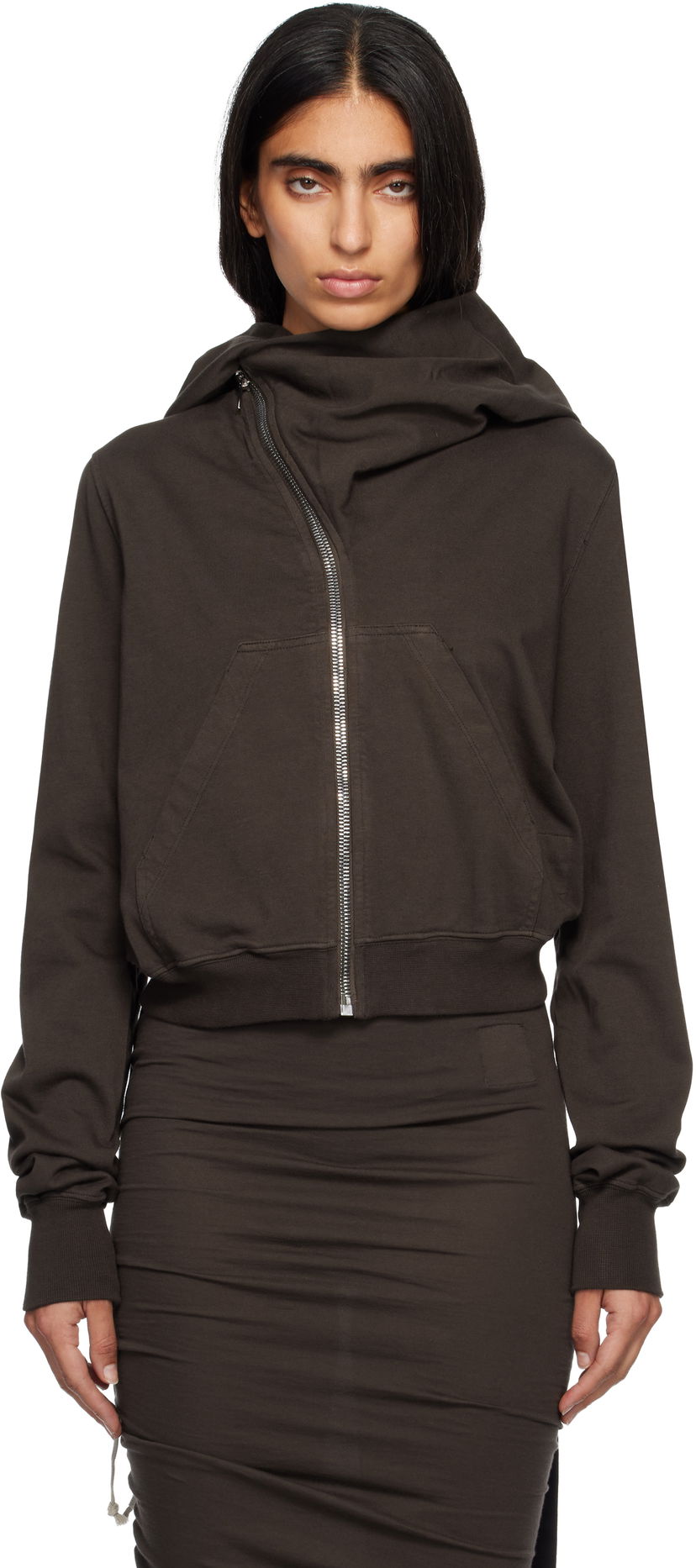 Huppari Rick Owens Concordians Mountain Asymmetrical Zip Hoodie Ruskea | DS02E7247 RIG