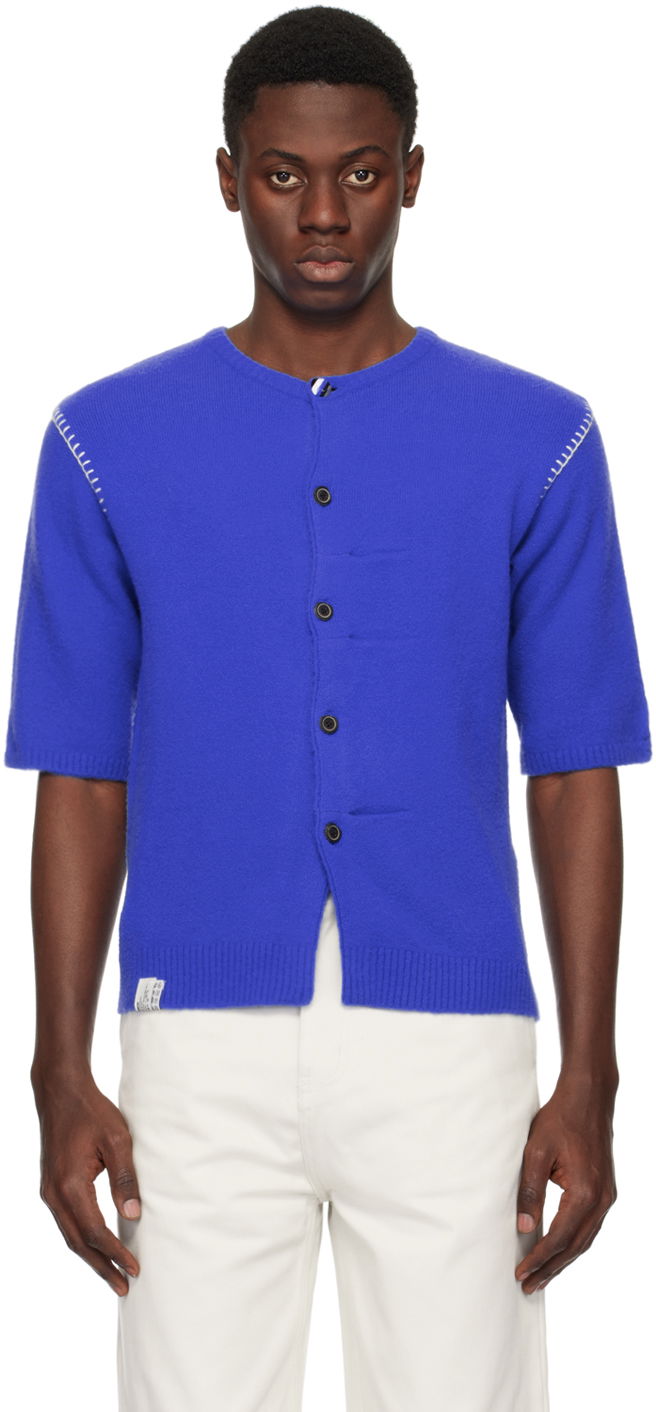 Villapaita ADER ERROR Short Sleeve Knit Cardigan Sininen | BN01SSKT0702BL