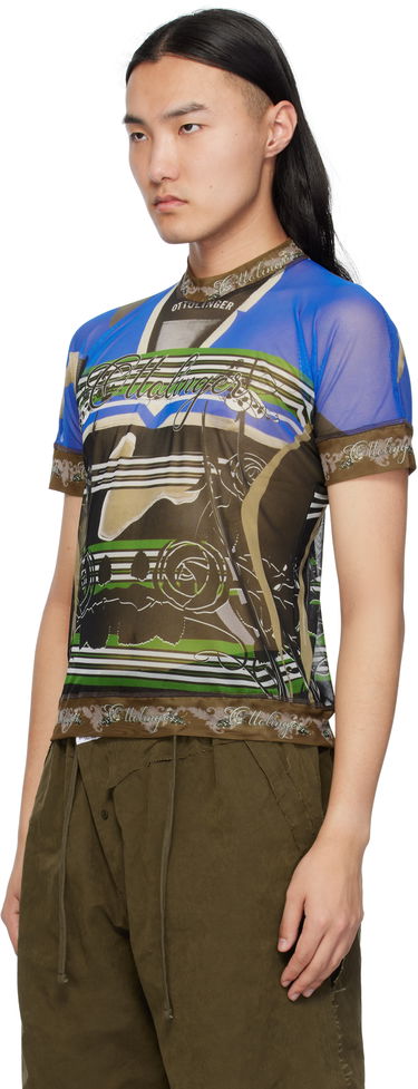 T-paita Ottolinger Ottolinger Printed Mesh T-Shirt Sininen | 101-100501-01, 3