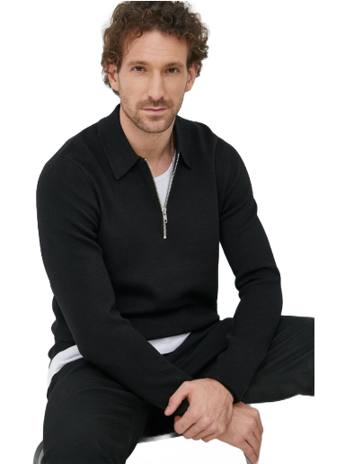 Poolopaita Samsoe Samsoe Guna Half Zip Polo Shirt Musta | M22400055