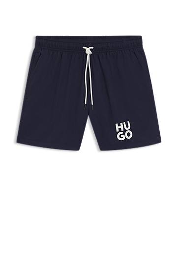 Uimapuvut BOSS Drawstring swim shorts with stacked-logo print Tummansininen | 50545464, 0