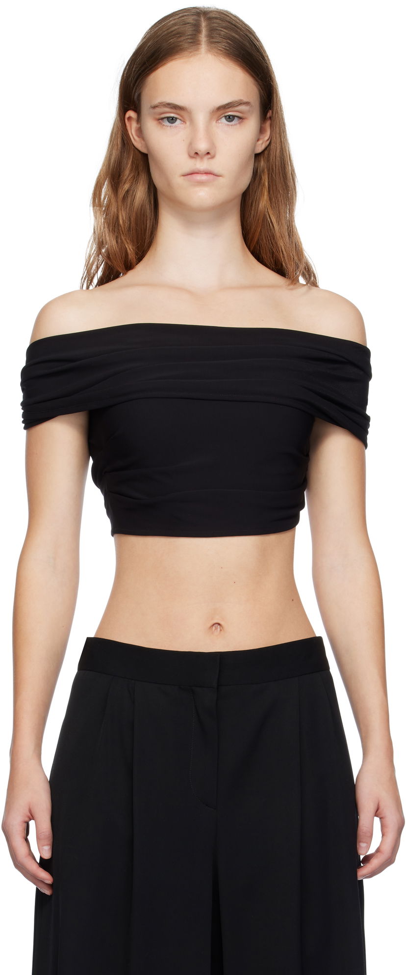 Crop top Casablanca Draped Crop Top T-shirt Musta | WF24-TP-063-01