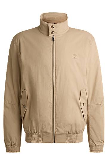 Bomber-takki BOSS Double B Monogram Cotton-Blend Jacket Beige | 50531233