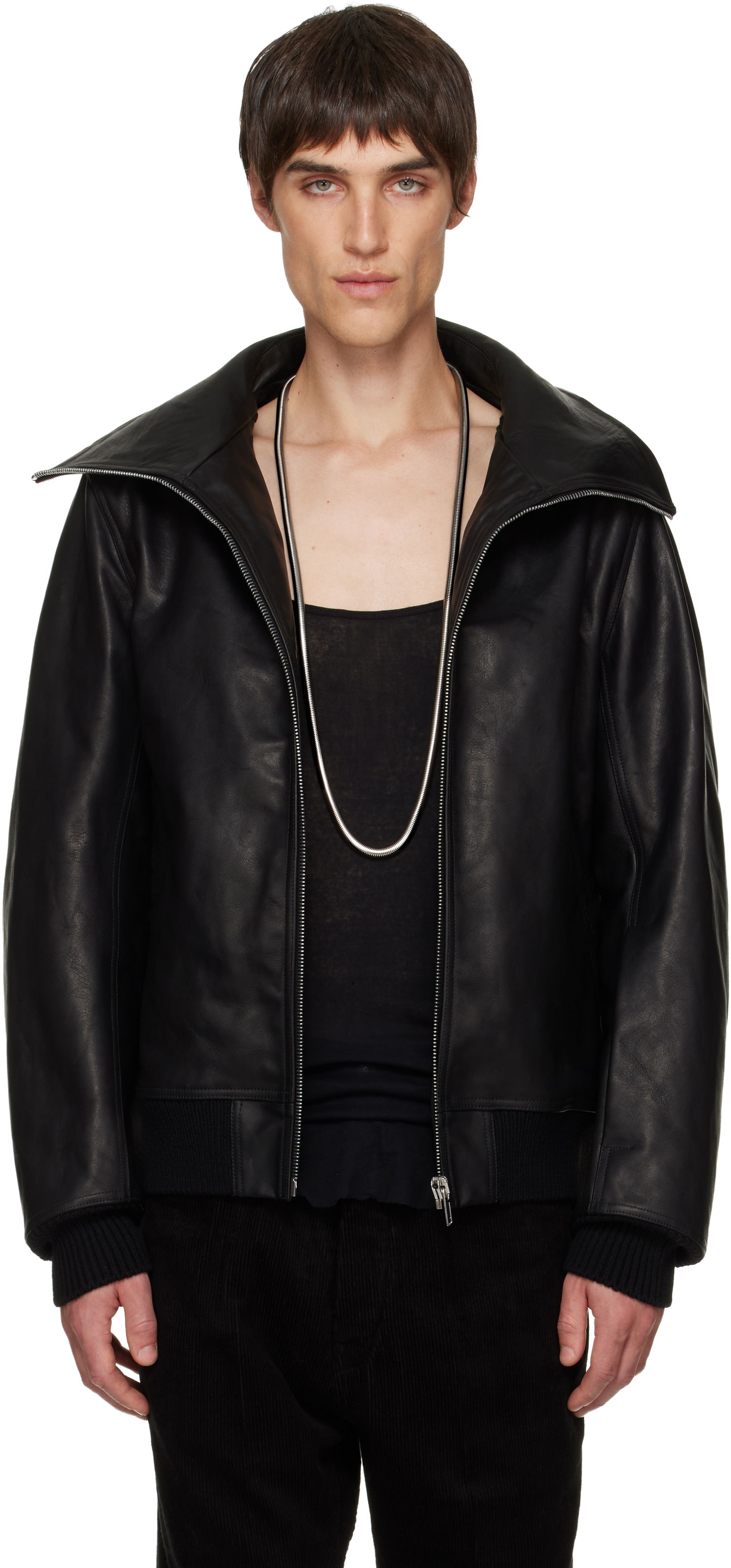 Takki Rick Owens Concordians Blixa Dracucollar Leather Jacket Musta | RR02E1710 LOO, 0