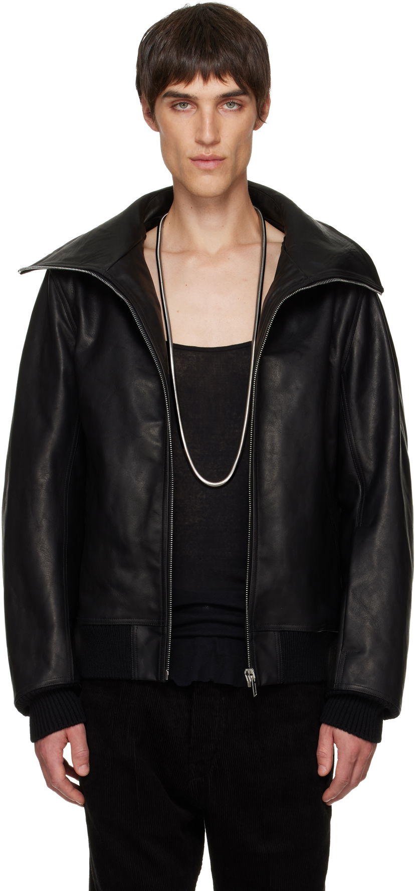Takki Rick Owens Concordians Blixa Dracucollar Leather Jacket Musta | RR02E1710 LOO