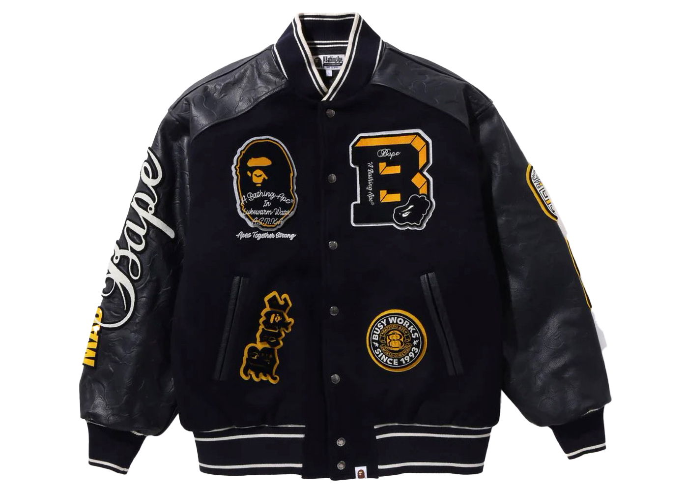 Takki BAPE BAPE Bape Patch Varsity Jacket Navy Tummansininen | 1J80-141-058, 0