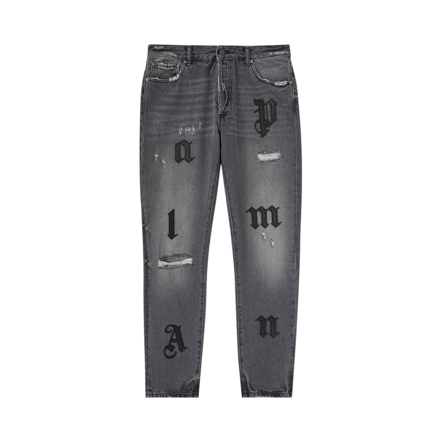 Jeans Palm Angels Logo Classic 5 Pocket Jeans Harmaa | PMYA033F22DEN0050610, 1