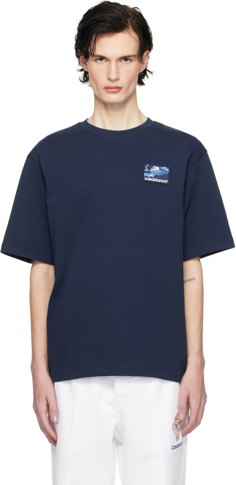 T-paita Casablanca Temple Patch T-Shirt Tummansininen | MPS25-JTS-027-01