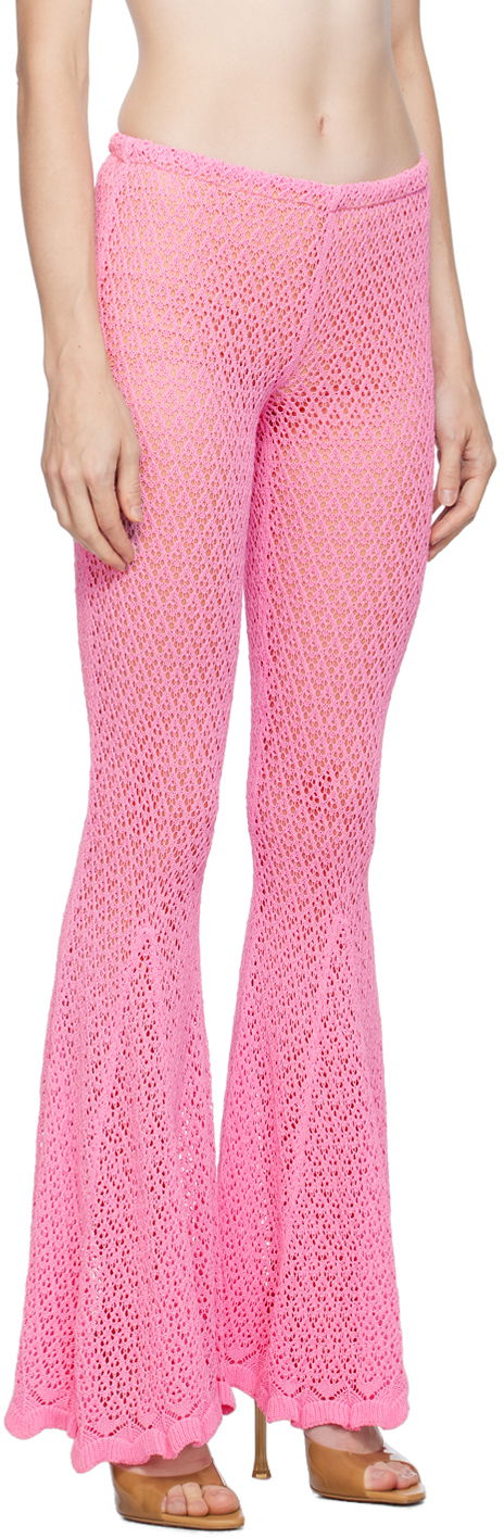 Housut Blumarine Flared Crochet Trousers Vaaleanpunainen | P344P002A, 1