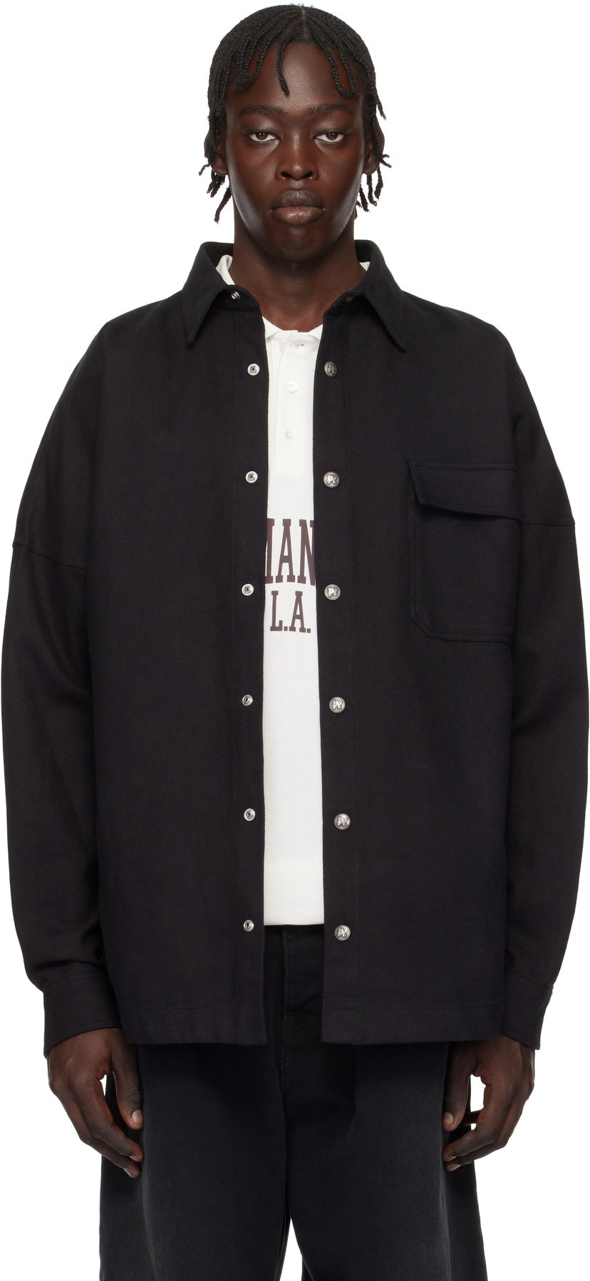 Paita Palm Angels Classic Logo Overshirt Musta | PMES044S25FAB0011003