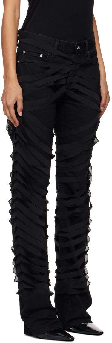 Jeans Helmut Lang Ribbons Decorated Worker Pants Musta | O06DW201, 1