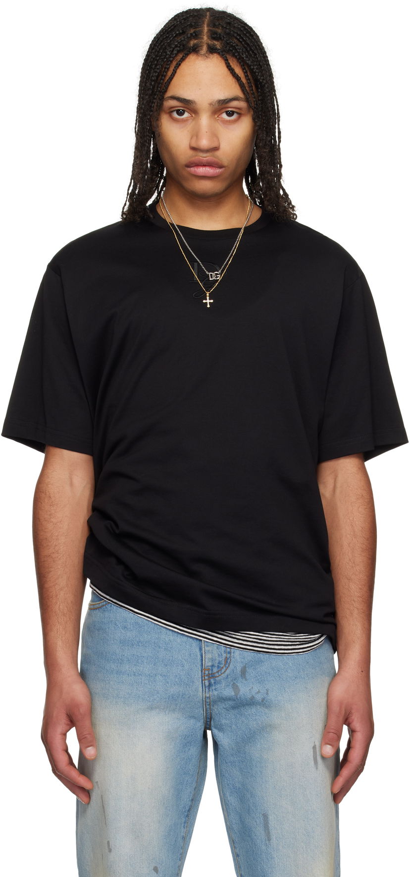 T-paita Dolce & Gabbana Dolce&Gabbana Logo Embroidery T-Shirt Musta | G8PN9ZG7O4E