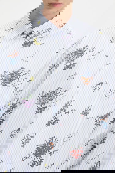 Paita Sky High Farm Sky High Farm SHF Overprint Relaxed Button-Down Shirt Sininen | SHF07B012, 3
