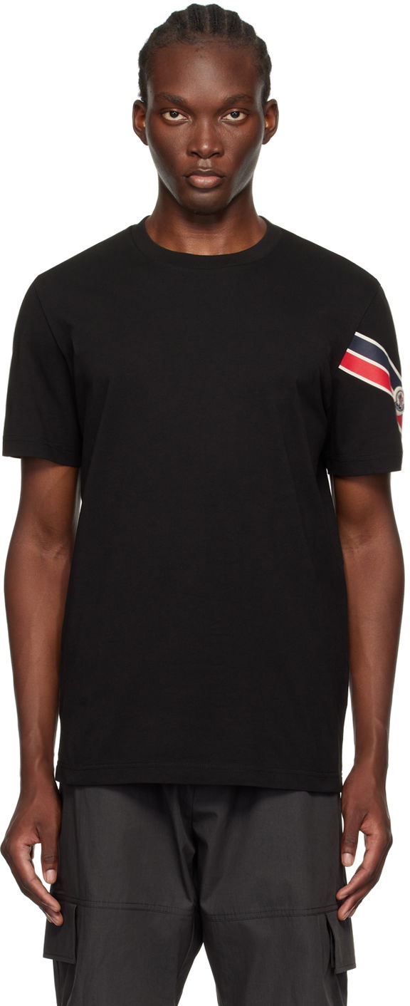 T-paita Moncler Black Tricolor T-Shirt Musta | J20918C0002989AKK