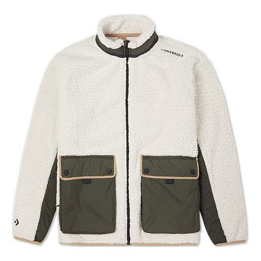 Takki Converse Converse Retro Contrast Stitch Sherpa Jacket Valkoinen | 10021937-A05