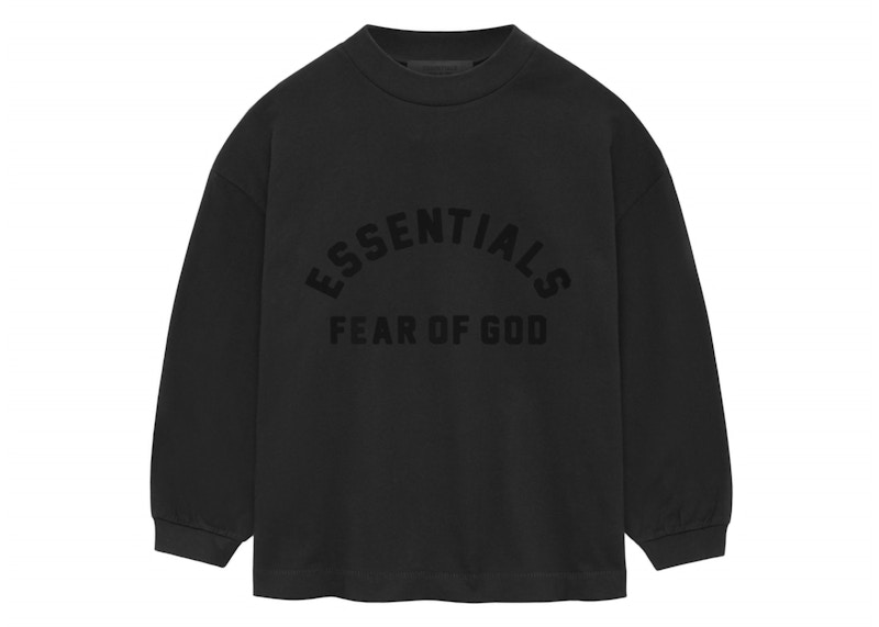 Huppari Fear of God Kids Long Sleeve Tee Essentials Core Collection Musta | 785SU241020K