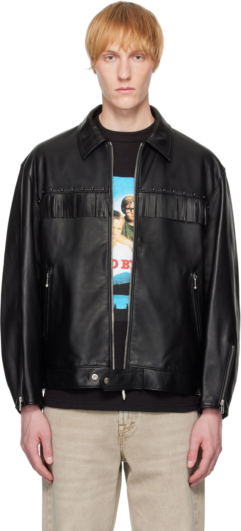 Takki WACKO MARIA WACKO MARIA WOLF'S HEAD Edition Leather Fringe Jacket Musta | WOLFSHEAD-WM-BL16