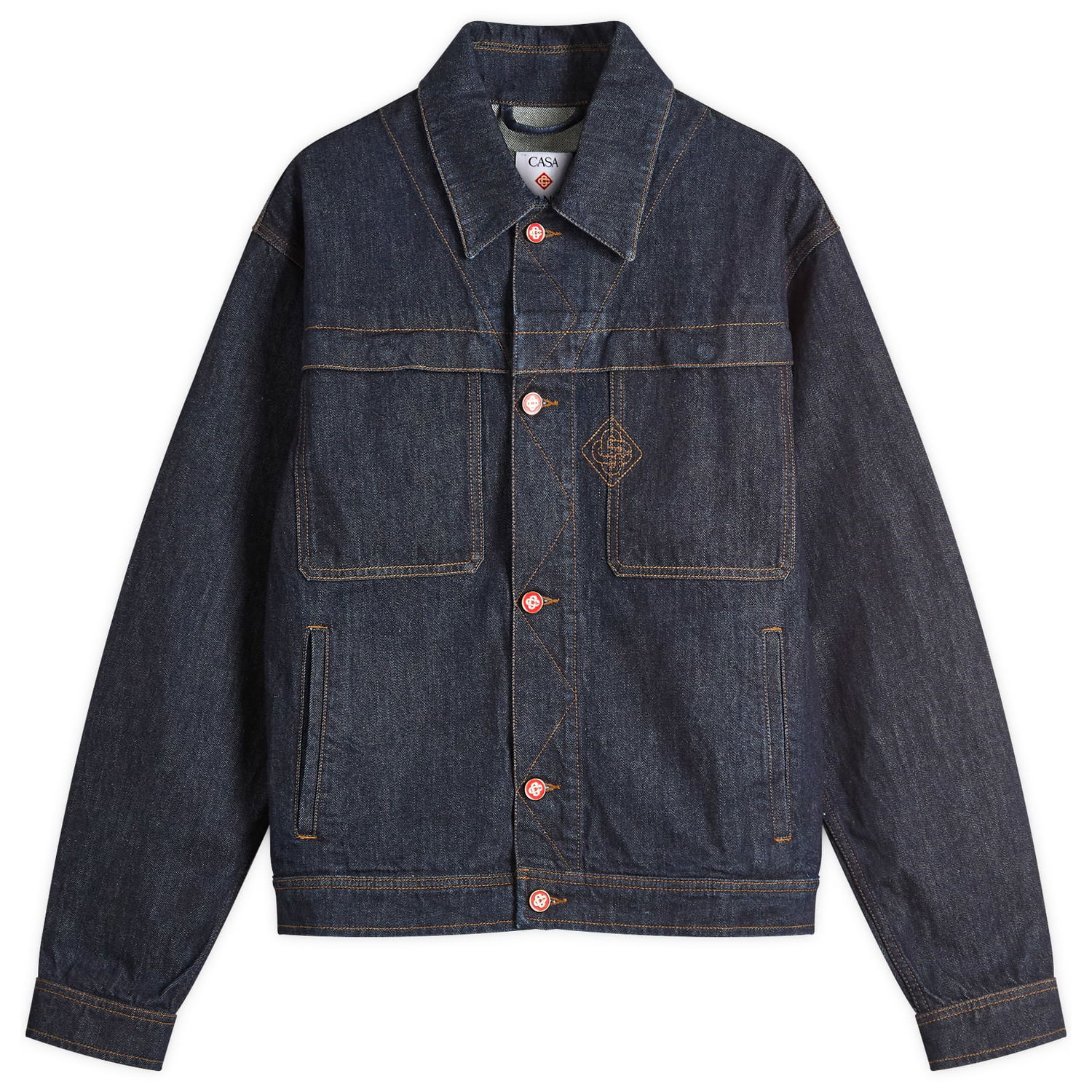 Takki Casablanca Casablanca Embroidered Monogram Denim Jacket, Size Large Sininen | MPF25-JK-401-01, 1