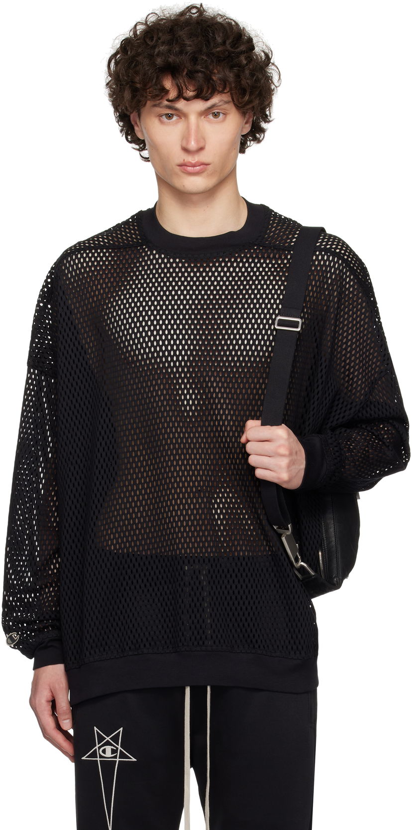 Huppari Rick Owens Rick Owens Champion Edition Jumbo Mesh Sweatshirt Musta | CM01E1670 CHONET MESH