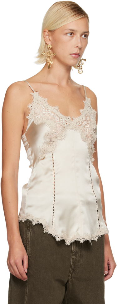 Tankkitoppi ISABEL MARANT Isabel Marant Diandra Satin Lace Camisole Top Beige | HT0721FA-C3J05I, 1