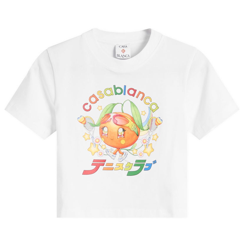 T-paita Casablanca Casablanca Mascot Cropped T-Shirt, Size X-Small Valkoinen | W-AW25-JTS-009-02