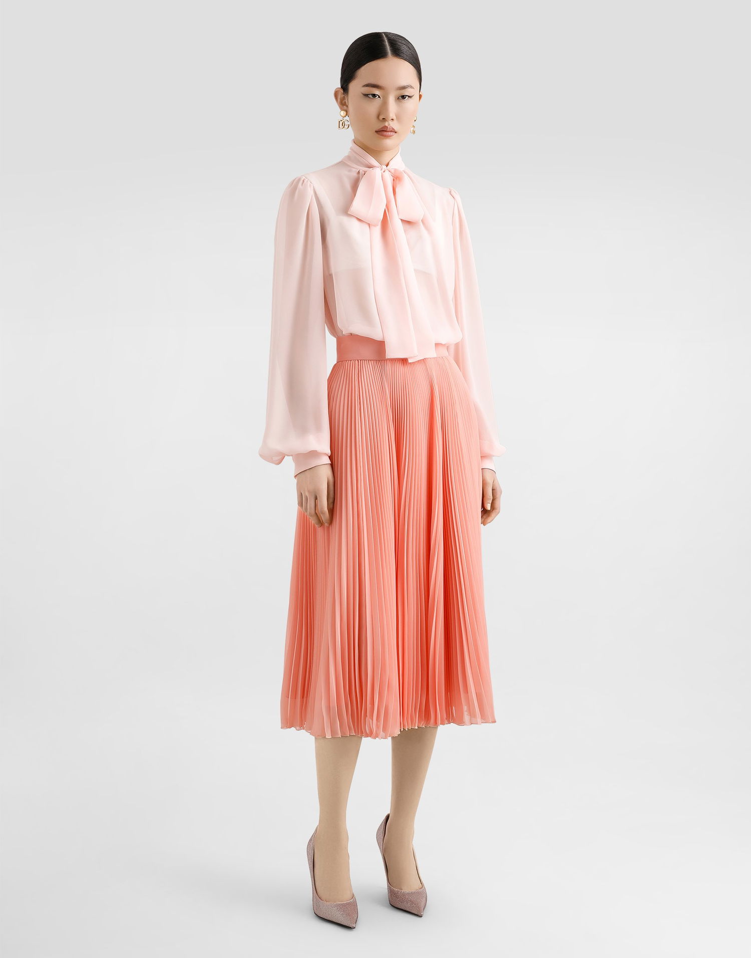 Hame Dolce & Gabbana Dolce & Gabbana Long Pleated Chiffon Skirt Oranssi | F4C7PTFUSNWF0586, 1
