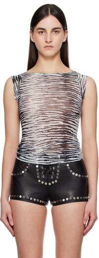 Miaou Semi-Sheer Zebra-Print Lucia Top