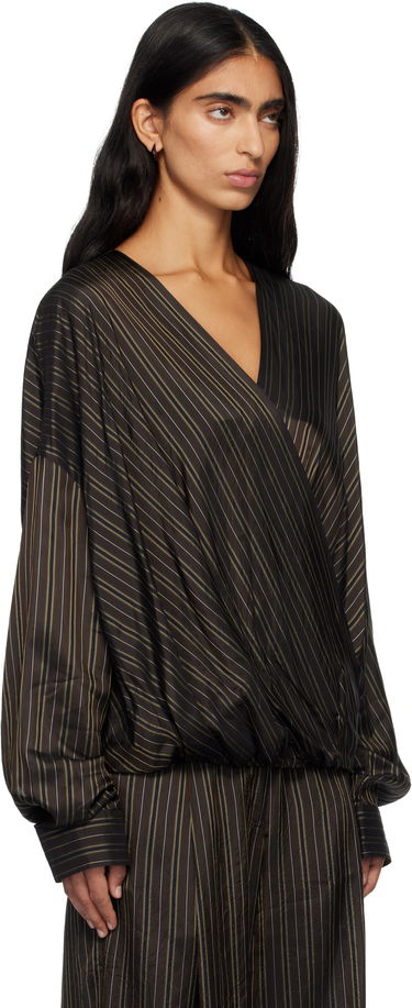 Paita Dries Van Noten Dries Van Noten Striped Long Sleeve Wrap Shirt Ruskea | 252-010715-2267, 1