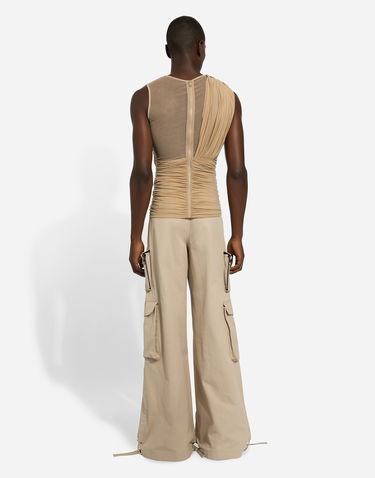 Tankkitoppi Dolce & Gabbana Stretch Tulle T-shirt With Draping Beige | G8RW3TG7M7SS9000, 3