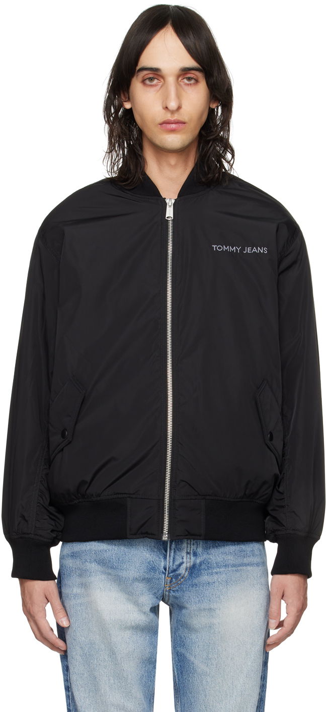 Takki Tommy Hilfiger Tommy Jeans Black Embroidered Bomber Jacket Musta | DM17879 BDS