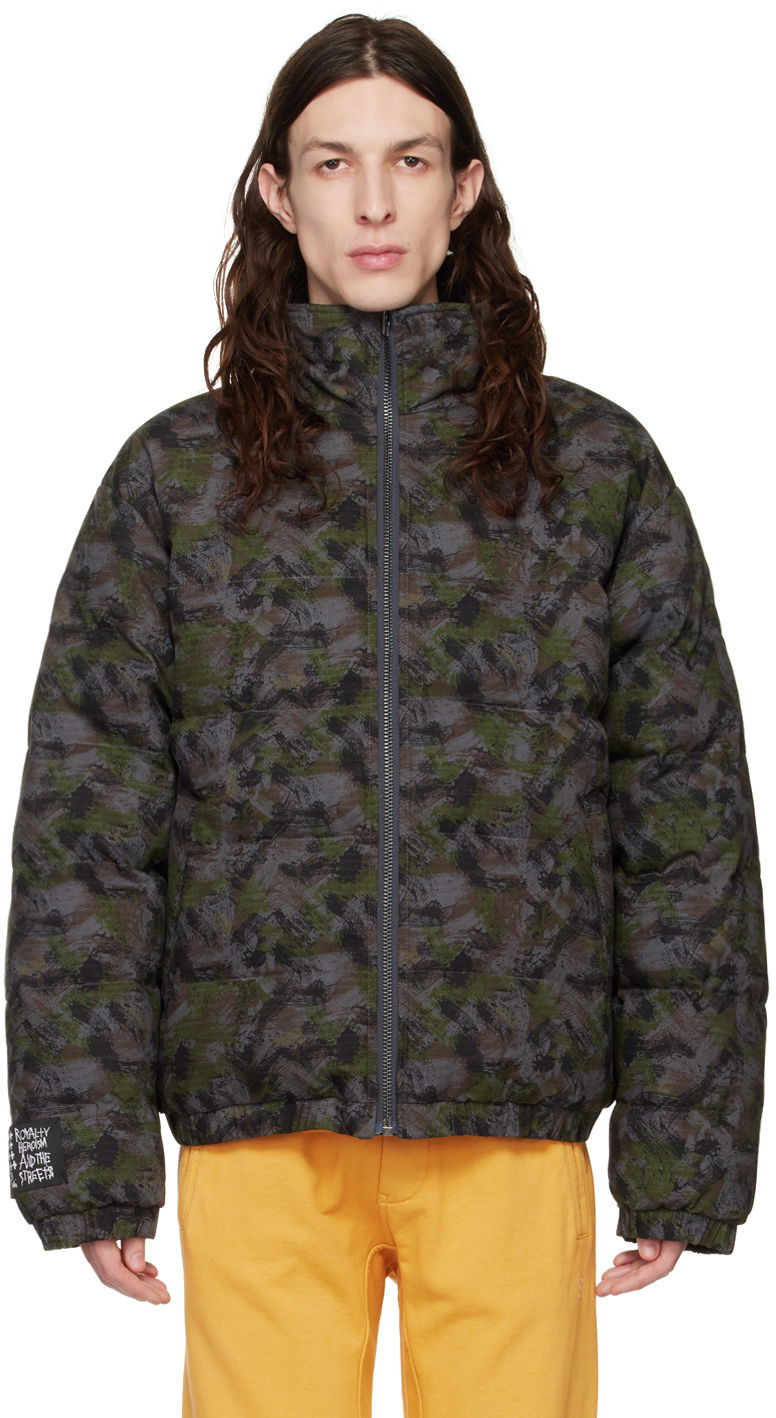 Bomber-takki Ksubi Camouflage Print Reversible Jacket Vihreä | MPS23JK016