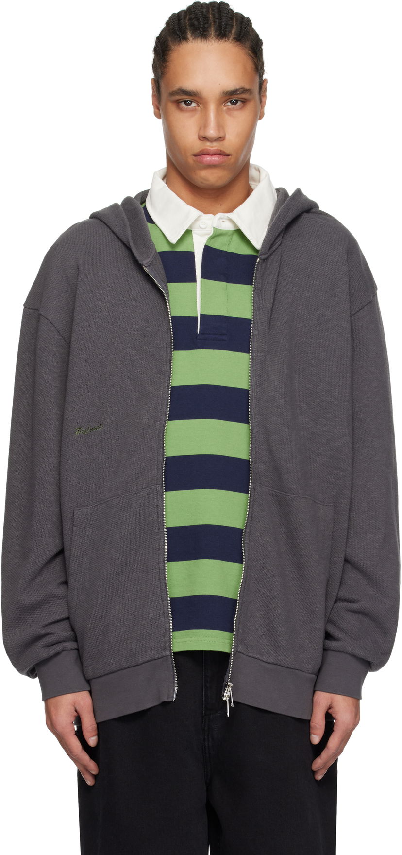 Huppari Palmes Palmes Waffle Zip Hoodie Harmaa | P20-0033-888